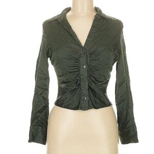 Zara long sleeve button down green blouse, M